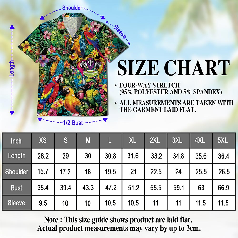 Tropical Parrot Hawaiian Shirt for Men, Button Down Aloha Shirt - Azhawaiian
