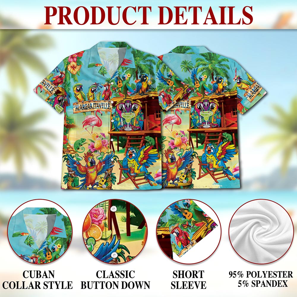 Tropical Parrot Hawaiian Shirt for Men, Button Down Aloha Shirt - Azhawaiian