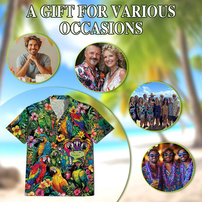 Tropical Parrot Hawaiian Shirt for Men, Button Down Aloha Shirt - Azhawaiian