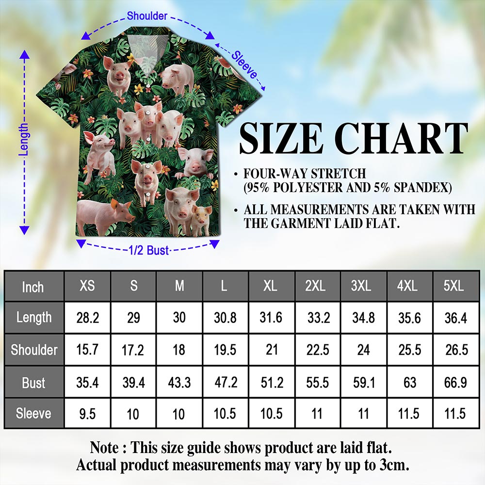 Tropical Pig Hawaiian Shirt for Men, Button Down Aloha Shirt - Azhawaiian