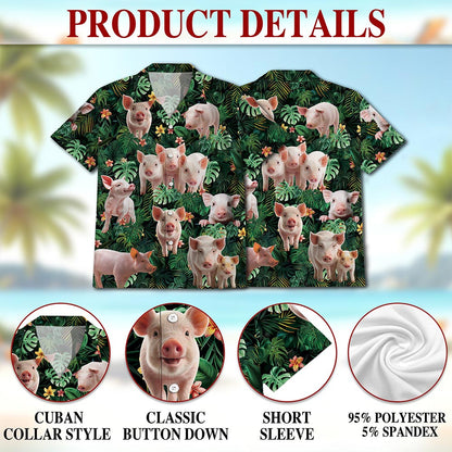 Tropical Pig Hawaiian Shirt for Men, Button Down Aloha Shirt - Azhawaiian