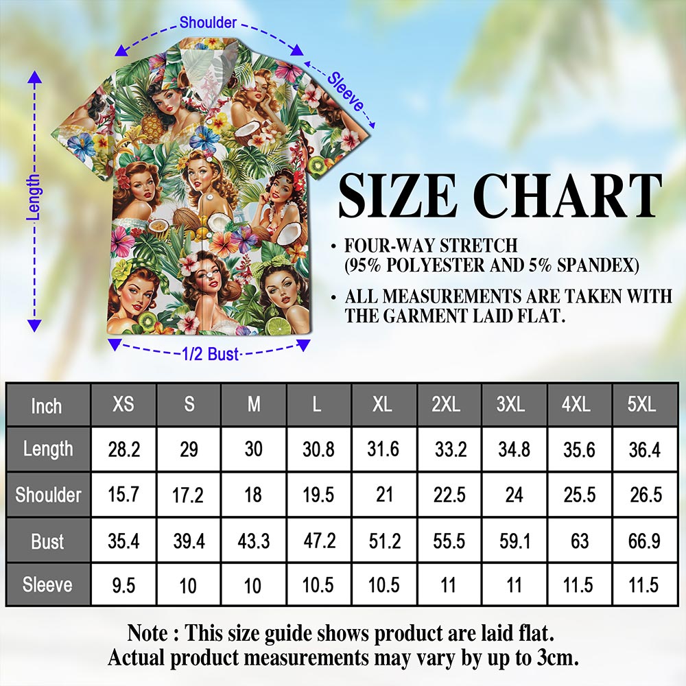 Tropical Pinup Girl Hawaiian Shirt for Men, Button Down Aloha Shirt - Azhawaiian