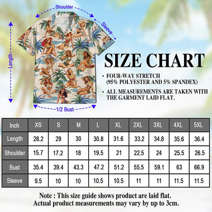Tropical Pinup Girls Hawaiian Shirt for Men, Button Down Aloha Shirt - Azhawaiian
