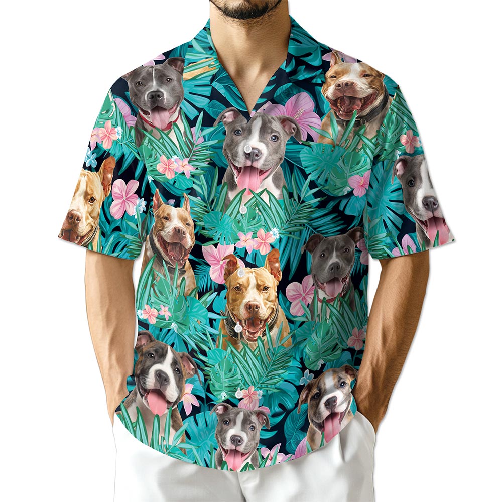 Azhawaiian Tropical Pitbull Hibiscus Hawaiian Shirt for Men Women