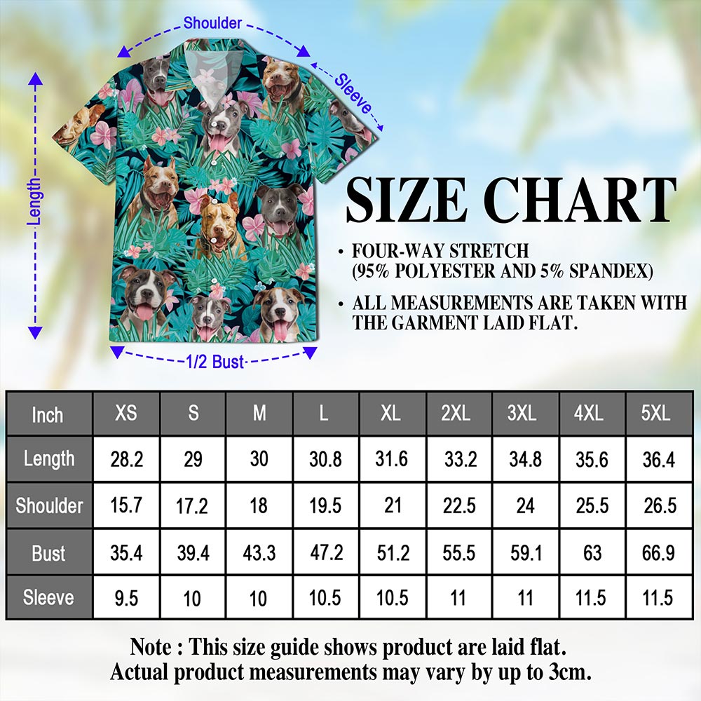 Tropical Pitbull Hibiscus Hawaiian Shirt for Men, Button Down Aloha Shirt - Azhawaiian