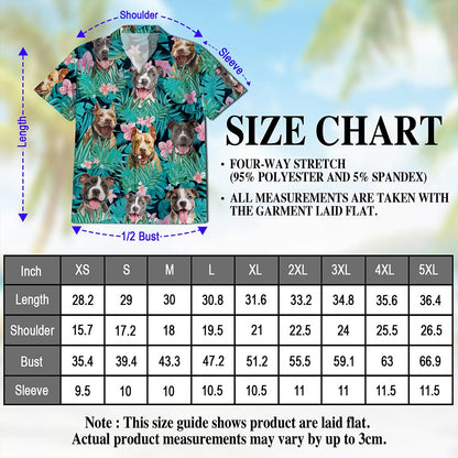 Tropical Pitbull Hibiscus Hawaiian Shirt for Men, Button Down Aloha Shirt - Azhawaiian