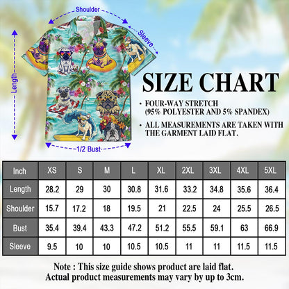 Tropical Pug Hawaiian Shirt for Men, Button Down Aloha Shirt - Azhawaiian