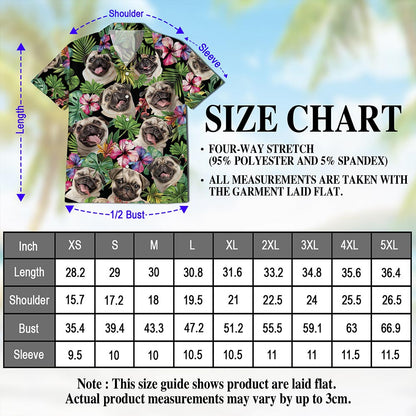 Tropical Pug Hawaiian Shirt for Men, Button Down Aloha Shirt - Azhawaiian