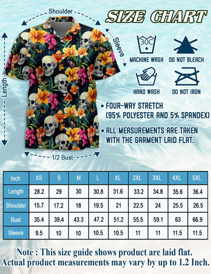 Tropical Skull Hawaiian Shirt for Men, Button Down Aloha Shirt - Azhawaiian