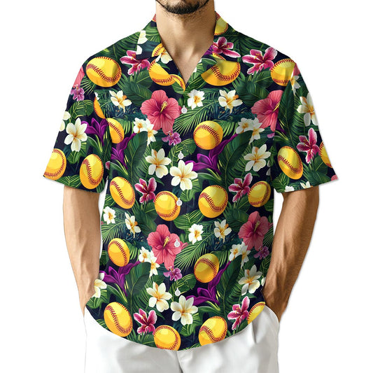 Azhawaiian Tropical Softball Hawaiian Shirt for Men