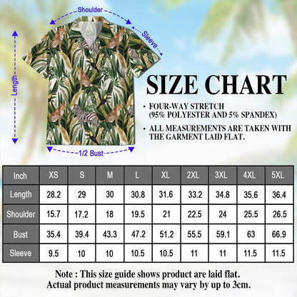 Tropical Summer Wild Animals Plants Hawaiian Shirt for Men, Button Down Aloha Shirt - Azhawaiian