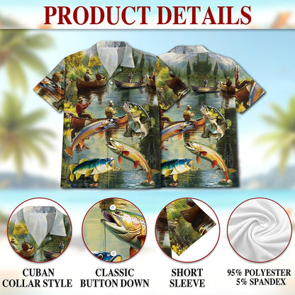 Trout Fishing Hawaiian Shirt for Men, Button Down Aloha Shirt - Azhawaiian