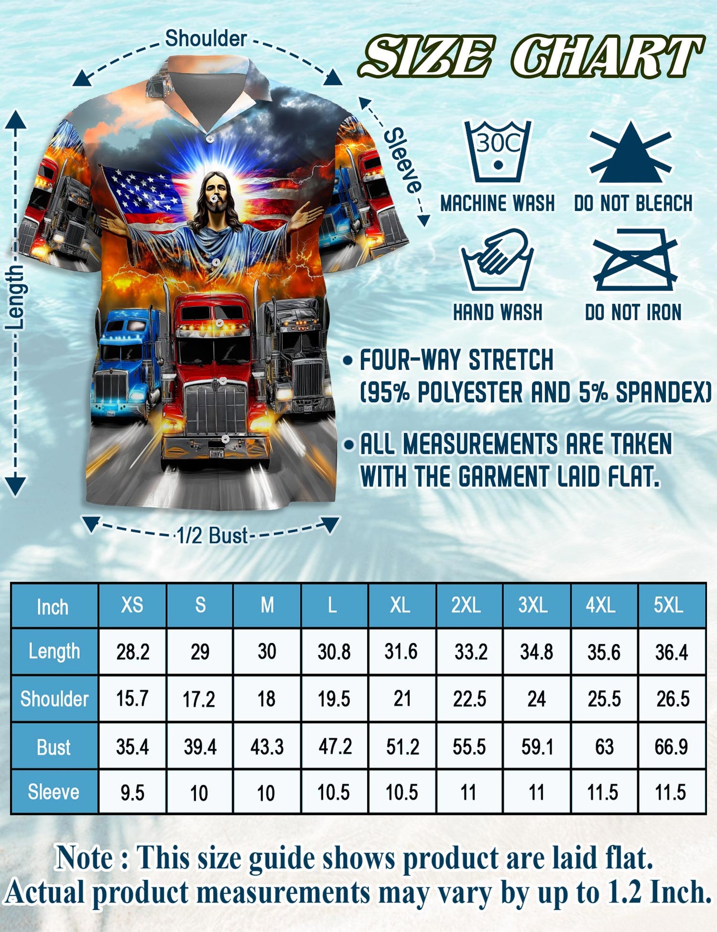Truck Driver Jesus Bless Hawaiian Shirt for Men, Button Down Aloha Shirt - Azhawaiian