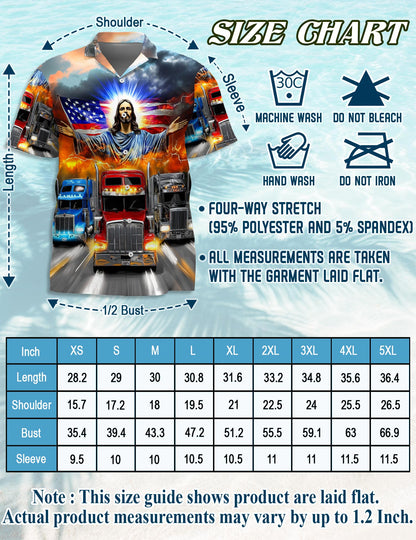 Truck Driver Jesus Bless Hawaiian Shirt for Men, Button Down Aloha Shirt - Azhawaiian