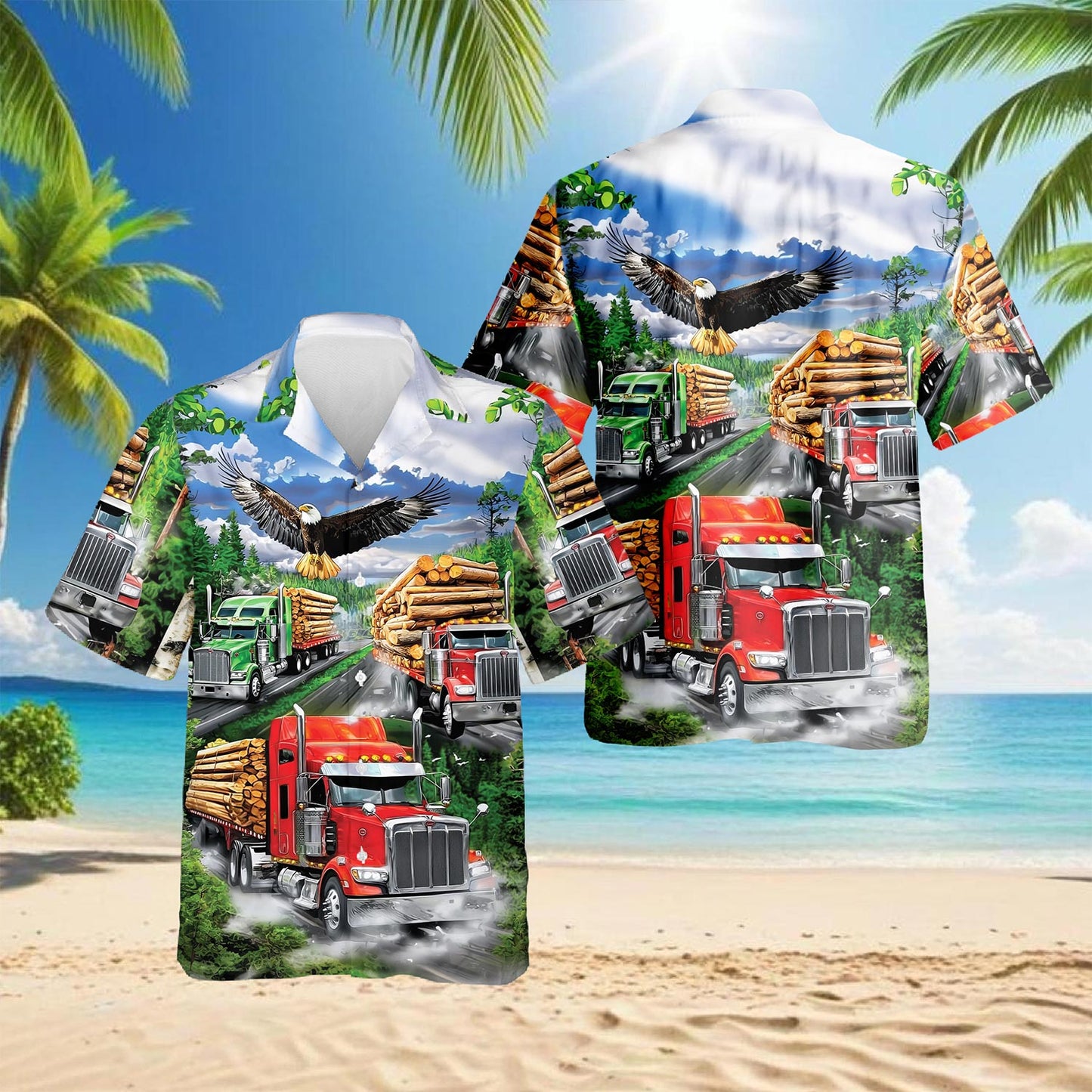 Truck Hawaiian Shirt for Men, Button Down Aloha Shirt - Azhawaiian
