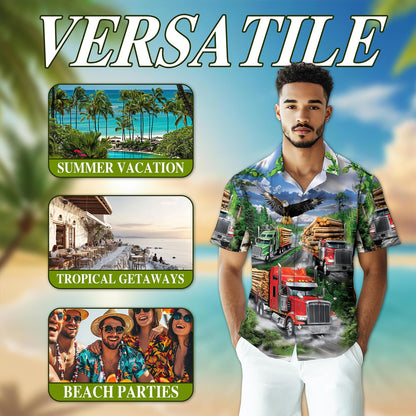 Truck Hawaiian Shirt for Men, Button Down Aloha Shirt - Azhawaiian