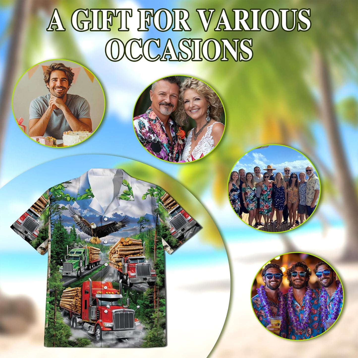 Truck Hawaiian Shirt for Men, Button Down Aloha Shirt - Azhawaiian