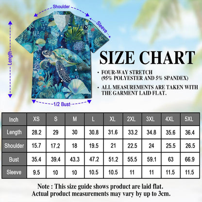 Turtle Coral Hawaiian Shirt for Men, Button Down Aloha Shirt - Azhawaiian