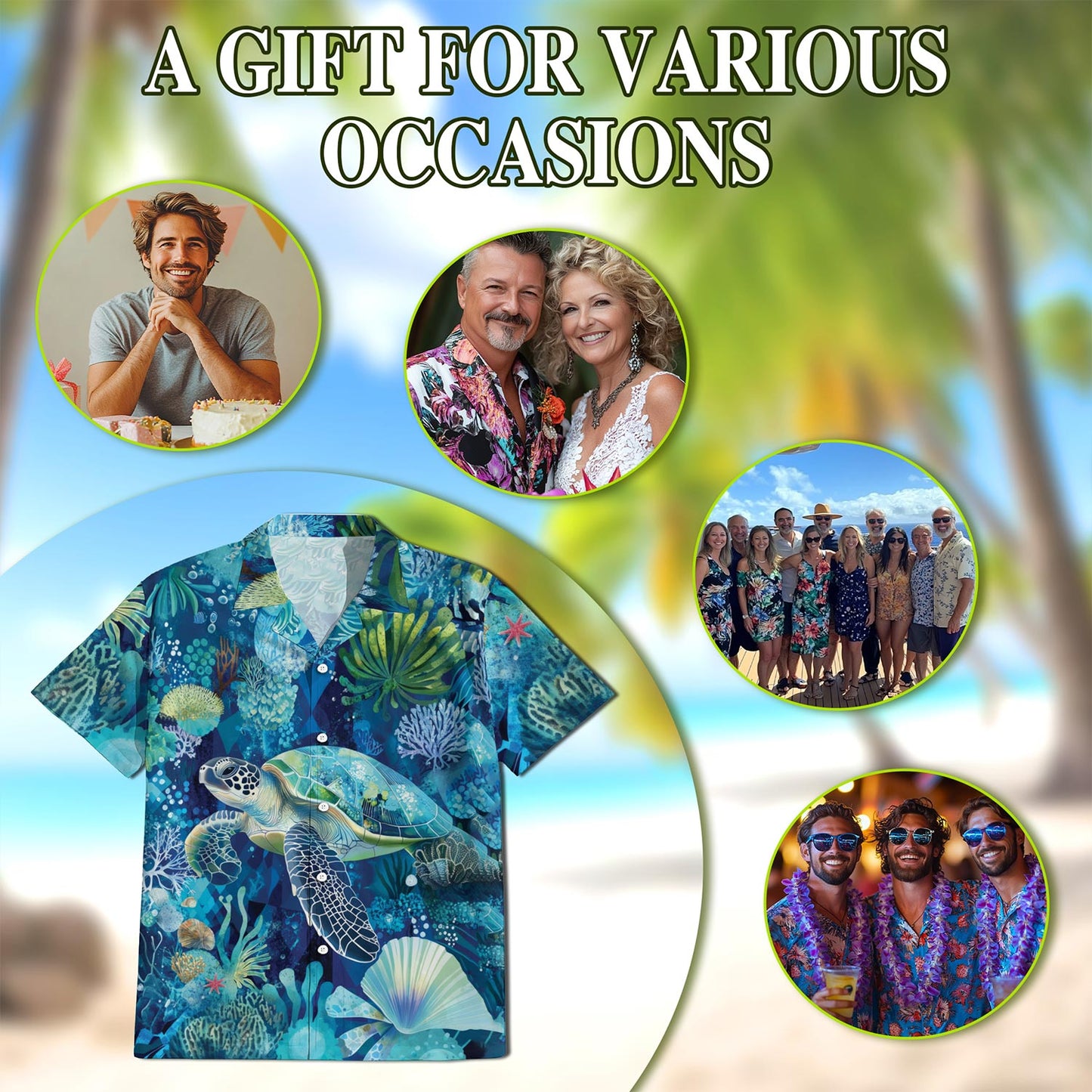 Turtle Coral Hawaiian Shirt for Men, Button Down Aloha Shirt - Azhawaiian