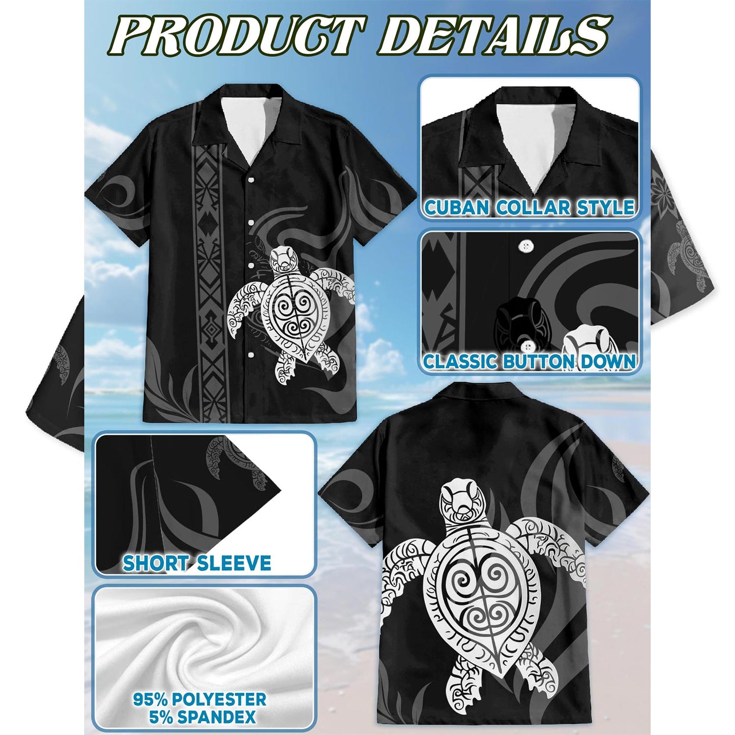 Turtle Hawaiian Shirt for Men, Button Down Aloha Shirt - Azhawaiian