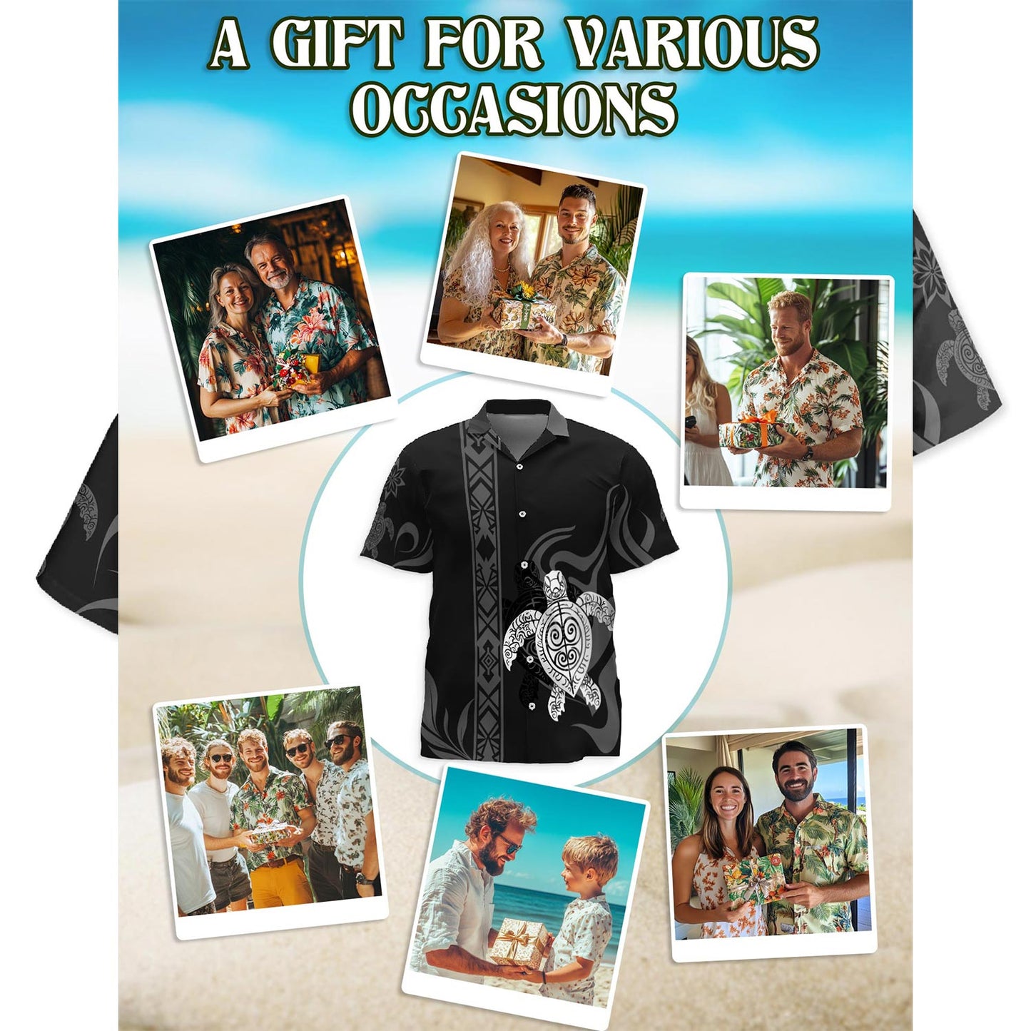 Turtle Hawaiian Shirt for Men, Button Down Aloha Shirt - Azhawaiian