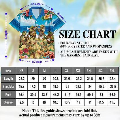 Turtle Playing Musical Instrument Hawaiian Shirt for Men, Button Down Aloha Shirt - Azhawaiian