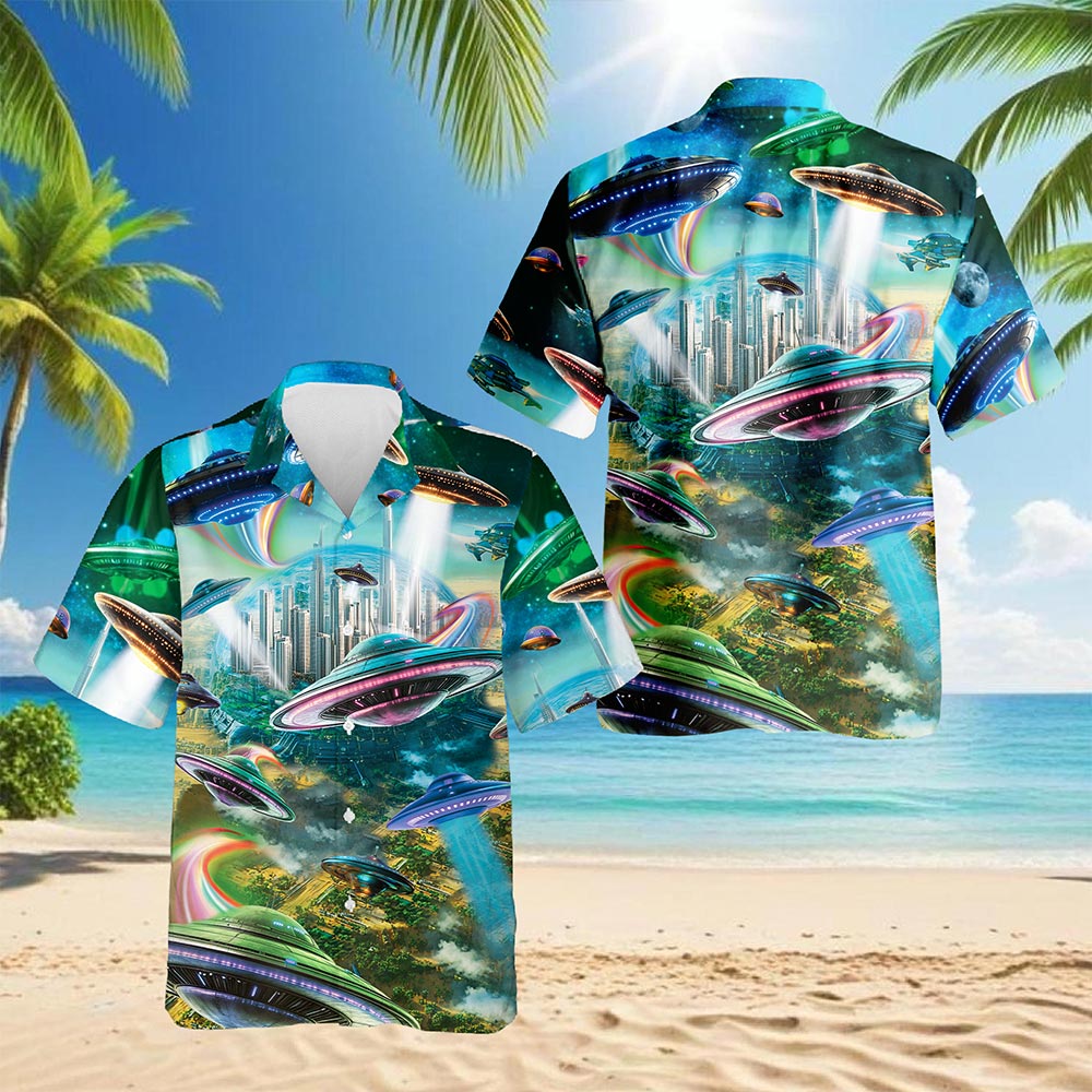 UFO Hawaiian Shirt for Men, Button Down Aloha Shirt - Azhawaiian
