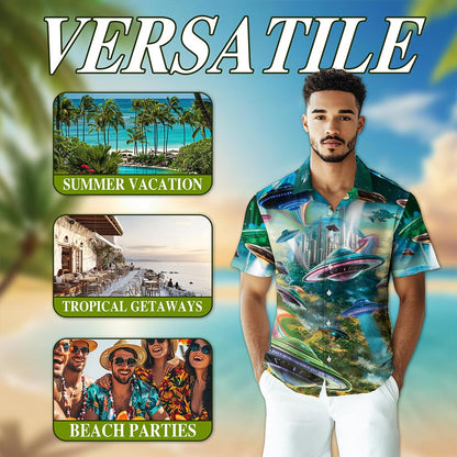 UFO Hawaiian Shirt for Men, Button Down Aloha Shirt - Azhawaiian