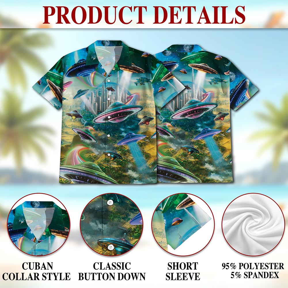 UFO Hawaiian Shirt for Men, Button Down Aloha Shirt - Azhawaiian