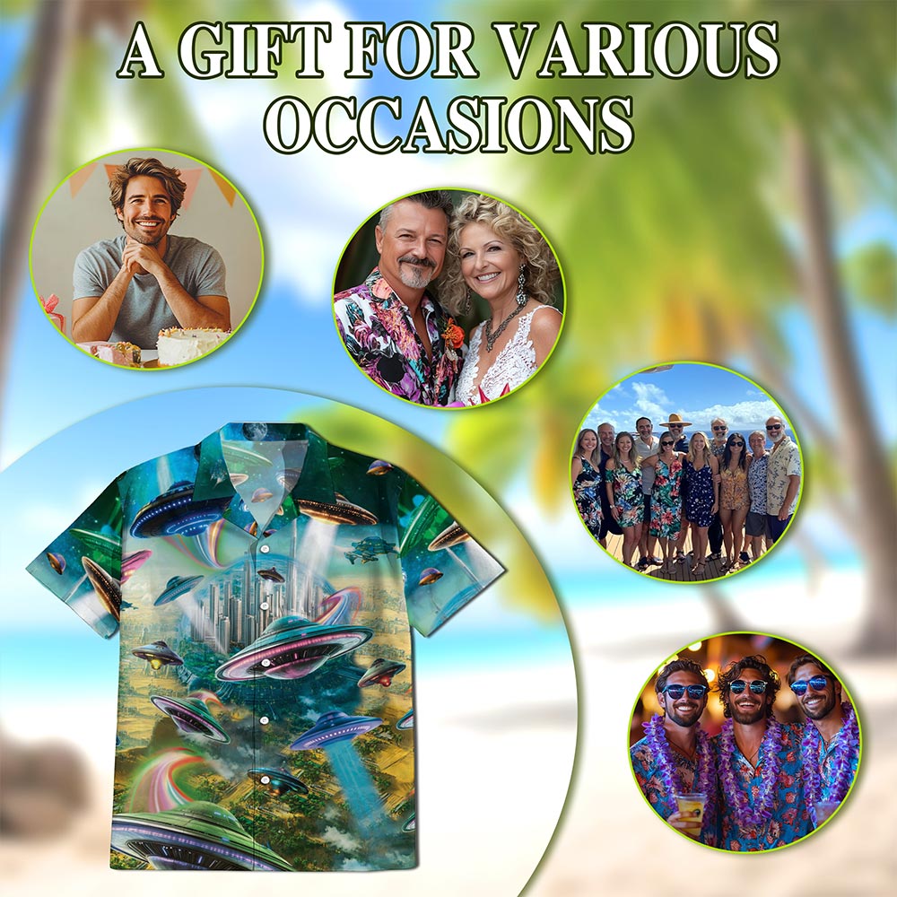 UFO Hawaiian Shirt for Men, Button Down Aloha Shirt - Azhawaiian