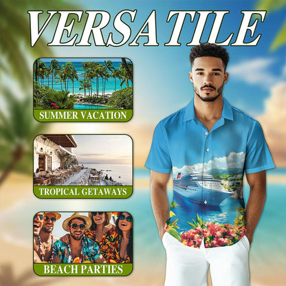 US Cruise Ship Hawaiian Shirt for Men, Button Down Aloha Shirt - Azhawaiian