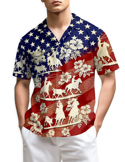 Azhawaiian US Team Roping Hawaiian Shirt for Men