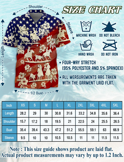 US Team Roping Hawaiian Shirt for Men, Button Down Aloha Shirt - Azhawaiian