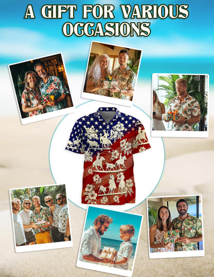 US Team Roping Hawaiian Shirt for Men, Button Down Aloha Shirt - Azhawaiian