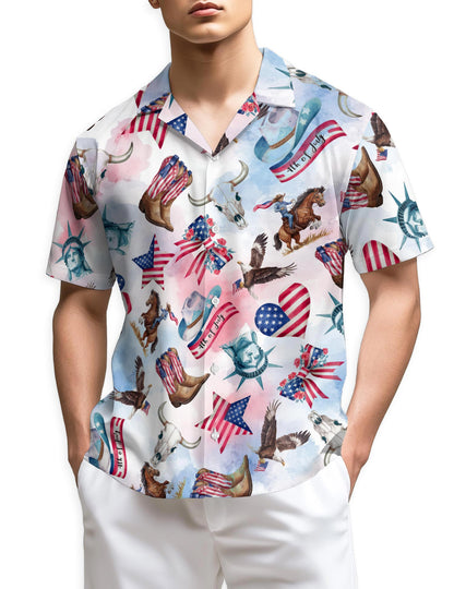 Azhawaiian USA Horse Racing Pattern Hawaiian Shirt for Men
