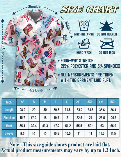 USA Horse Racing Pattern Hawaiian Shirt for Men, Button Down Aloha Shirt - Azhawaiian