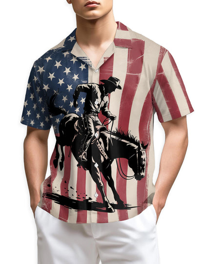 Azhawaiian USA Horse Racing Silhouette Hawaiian Shirt for Men