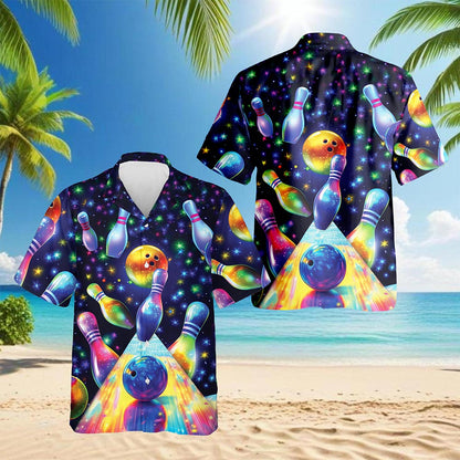 Tropical Bowling Hawaiian Shirt for Men, Button Down Aloha Shirt - Azhawaiian