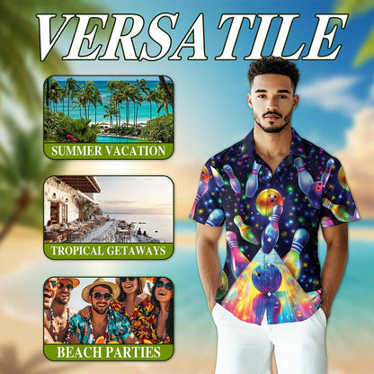Tropical Bowling Hawaiian Shirt for Men, Button Down Aloha Shirt - Azhawaiian