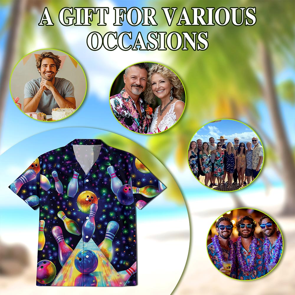Tropical Bowling Hawaiian Shirt for Men, Button Down Aloha Shirt - Azhawaiian