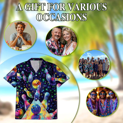 Tropical Bowling Hawaiian Shirt for Men, Button Down Aloha Shirt - Azhawaiian