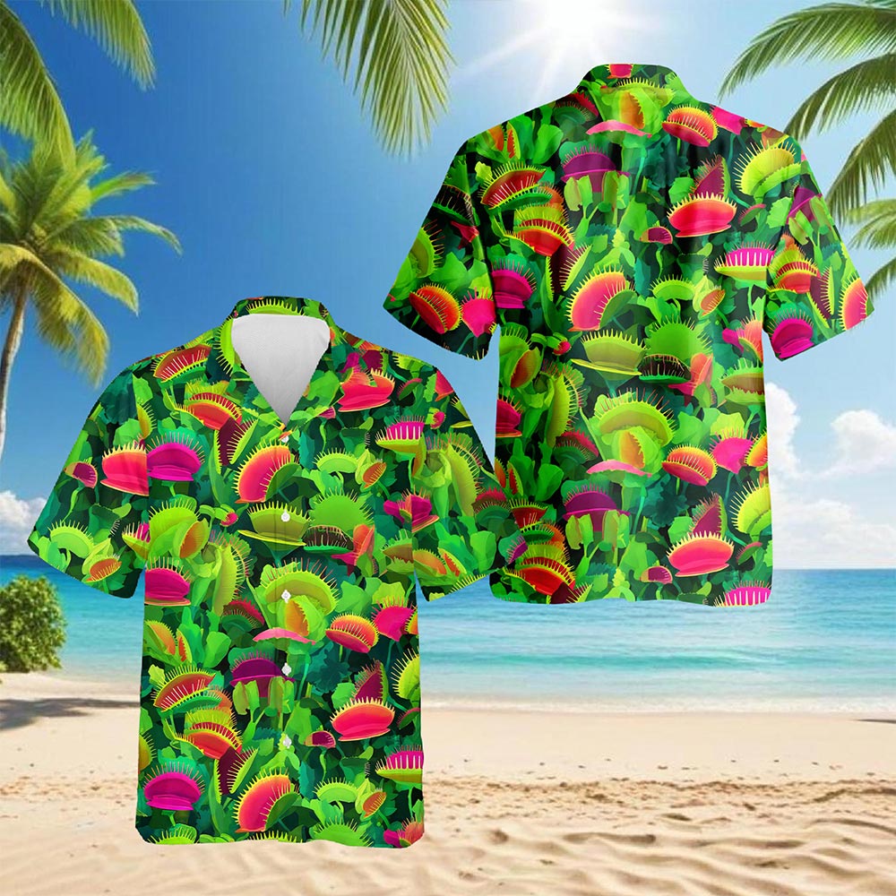 Venus Flytrap Hawaiian Shirt for Men, Button Down Aloha Shirt - Azhawaiian