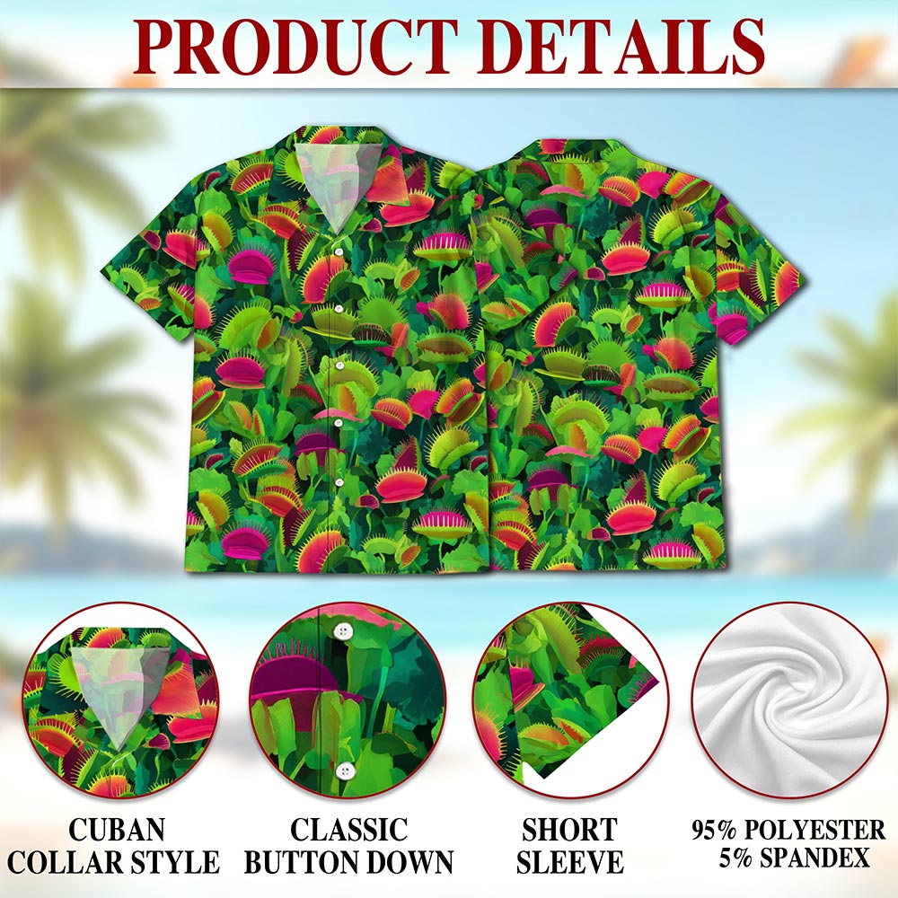 Venus Flytrap Hawaiian Shirt for Men, Button Down Aloha Shirt - Azhawaiian