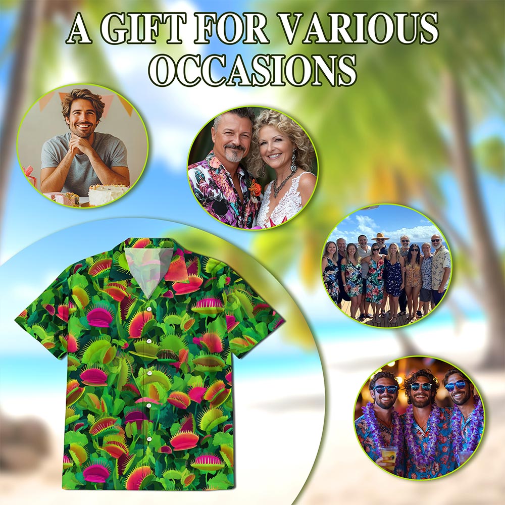 Venus Flytrap Hawaiian Shirt for Men, Button Down Aloha Shirt - Azhawaiian