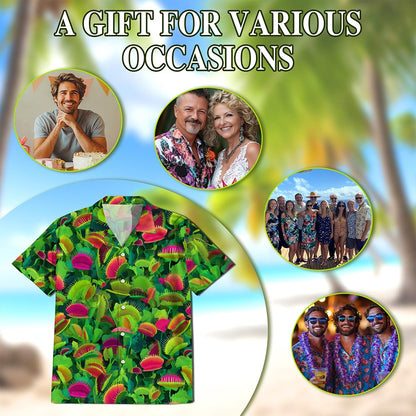 Venus Flytrap Hawaiian Shirt for Men, Button Down Aloha Shirt - Azhawaiian