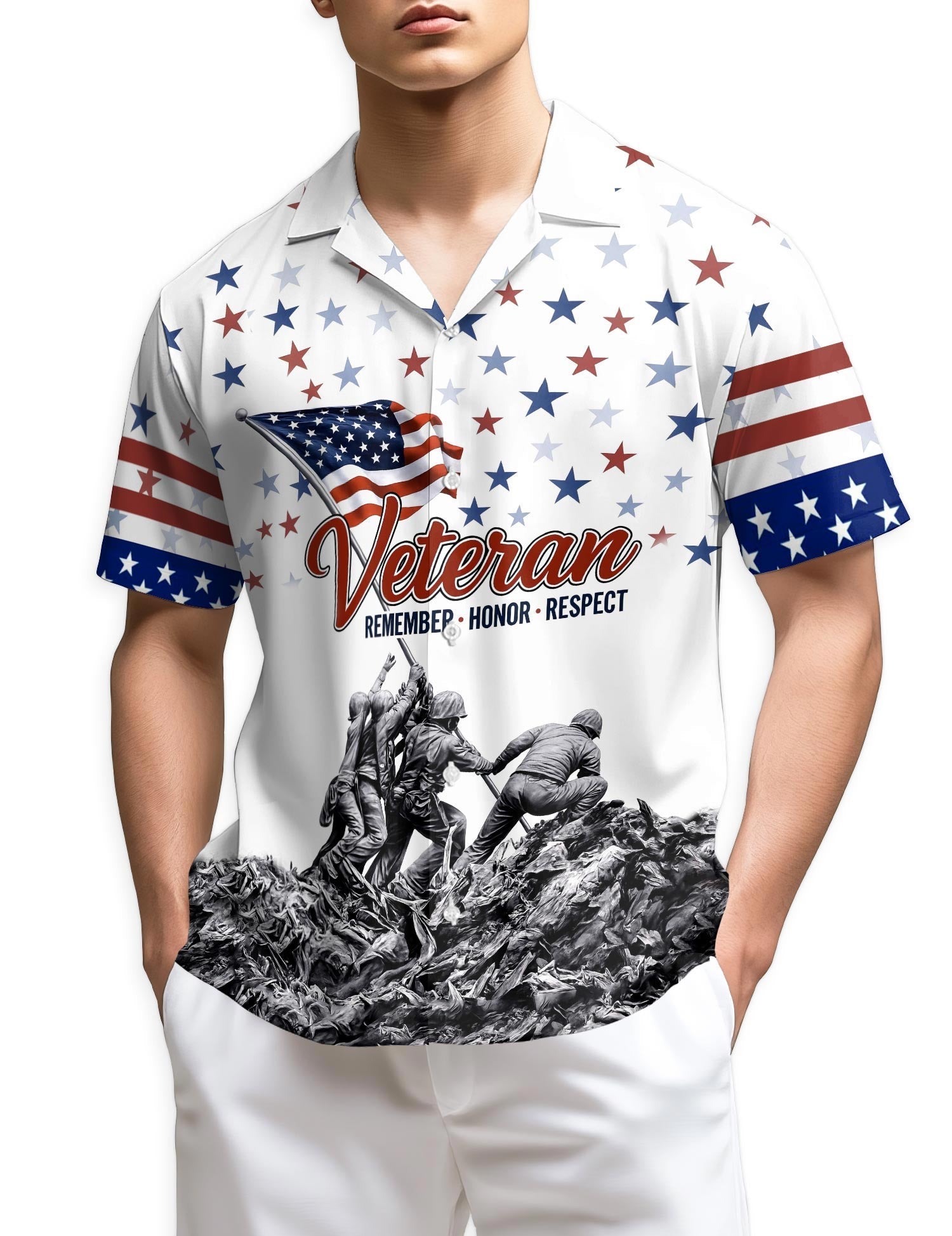 Azhawaiian Veteran 4th July Hawaiian Shirt for Men