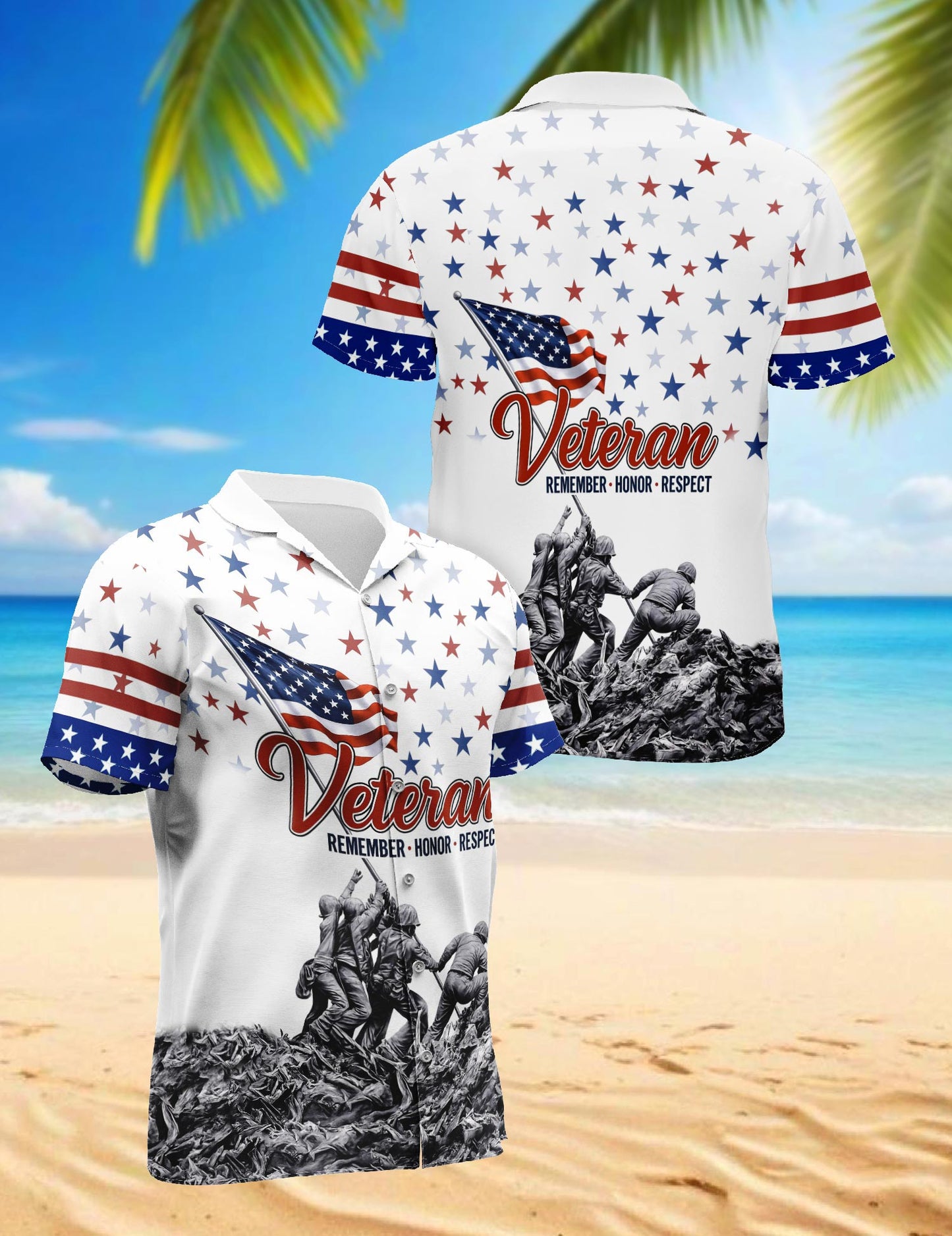 Veteran 4th July Hawaiian Shirt for Men, Button Down Aloha Shirt - Azhawaiian