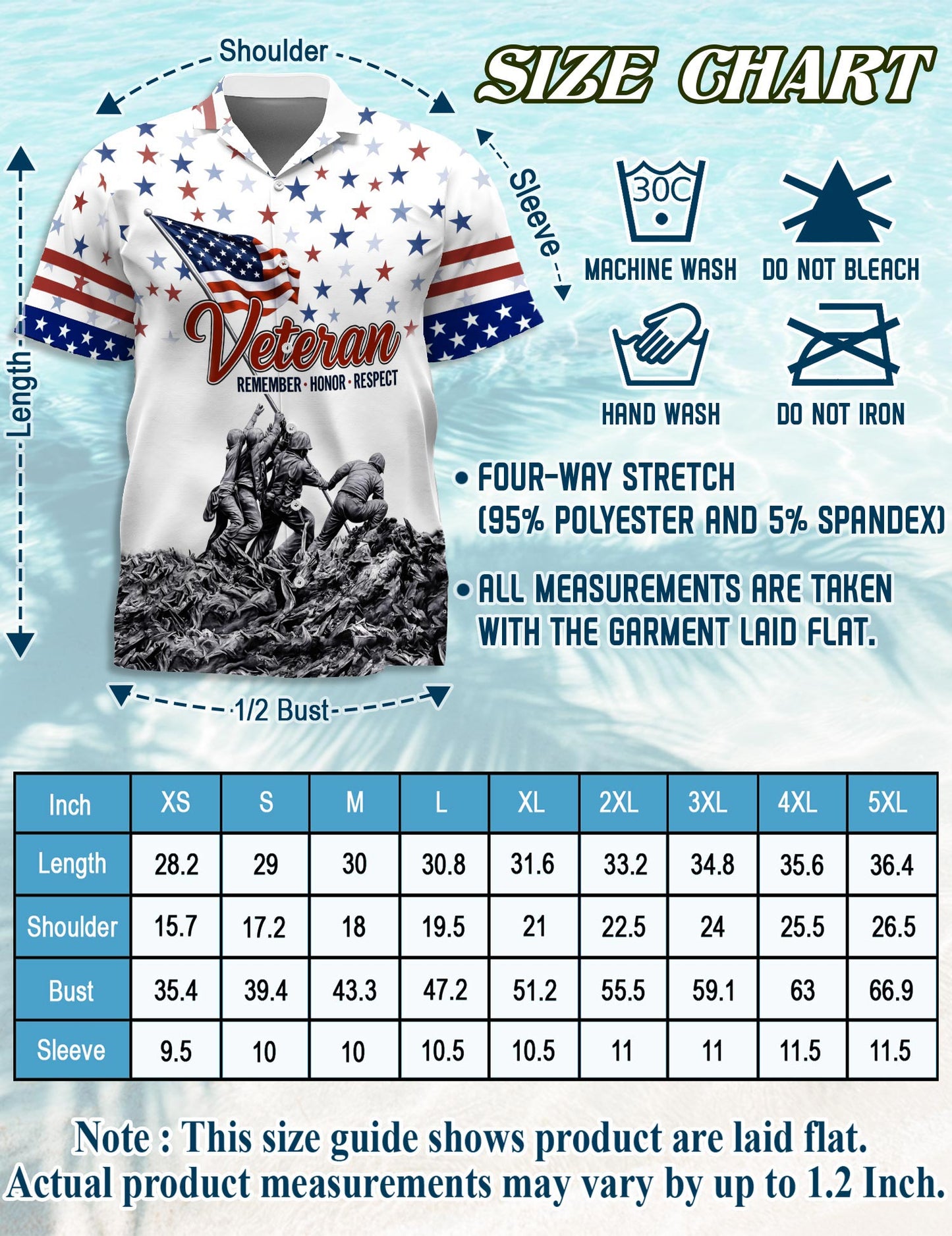 Veteran 4th July Hawaiian Shirt for Men, Button Down Aloha Shirt - Azhawaiian