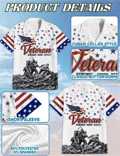 Veteran 4th July Hawaiian Shirt for Men, Button Down Aloha Shirt - Azhawaiian