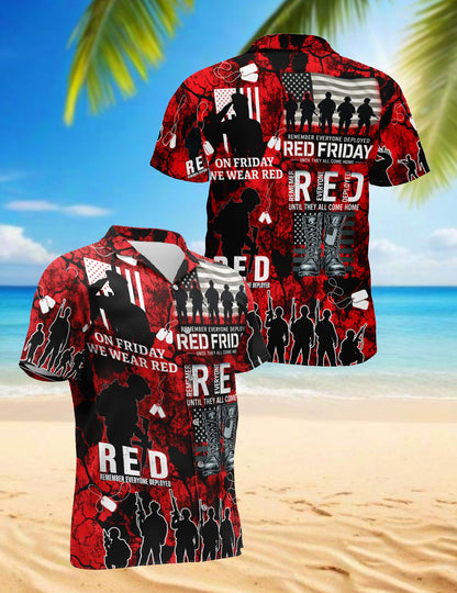 Veteran Red Friday Hawaiian Shirt for Men, Button Down Aloha Shirt - Azhawaiian